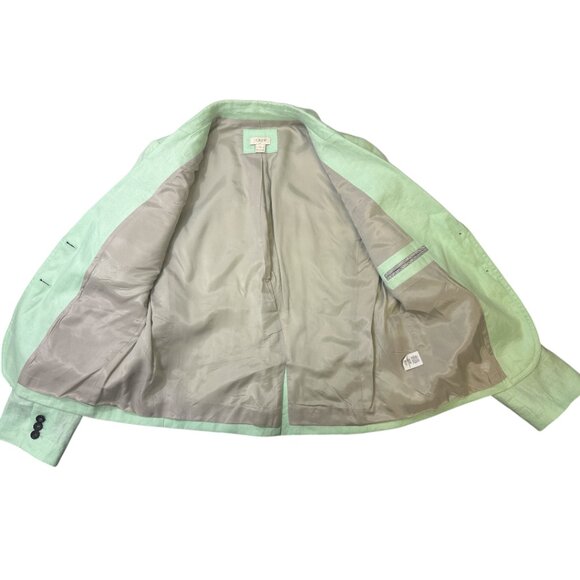 J. Crew Factory Linen Blazer Mint Green Women's sz 12 Classic Preppy Coastal - Picture 12 of 16